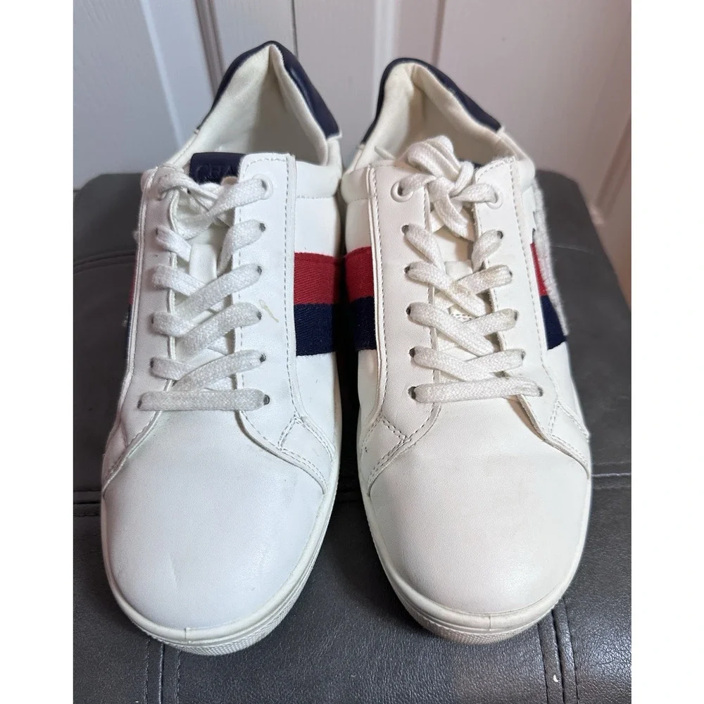 Chaps Varsity Women's Shoes Size 8.5 M Lace Up Sneakers White Navy‎ Red Logo